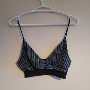 Topshop Striped Metallic Glitter Bra Top